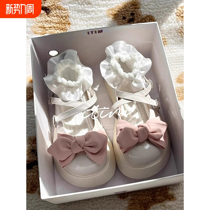 lo鞋玛丽珍鞋日常Lolita小皮鞋洛丽塔新款松糕蝴蝶结百搭单鞋