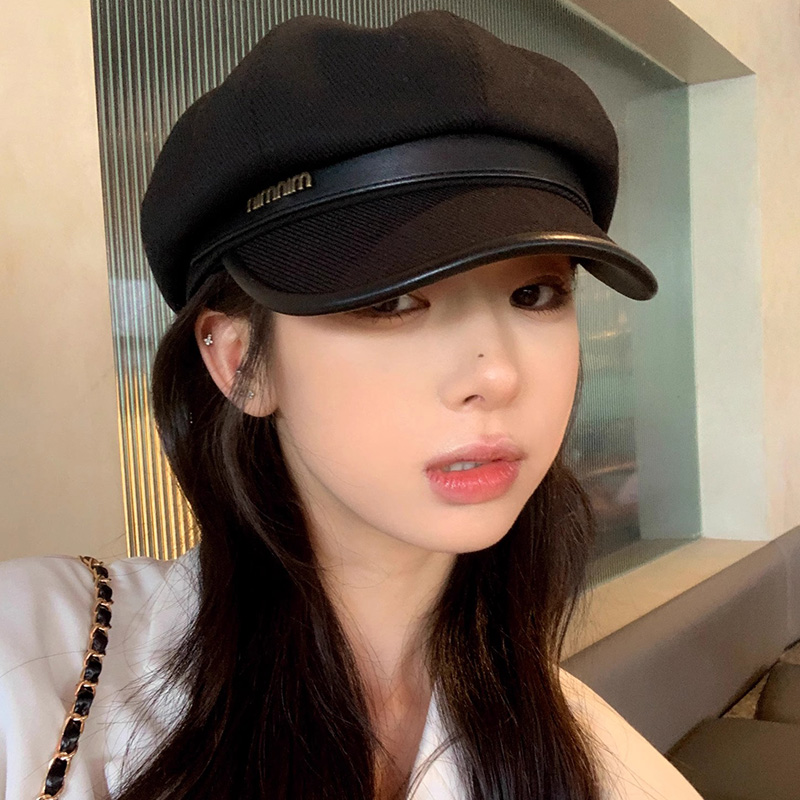 大头围秋冬鸭舌帽子女黑色休闲复古画家贝雷帽显脸小云朵八角帽潮