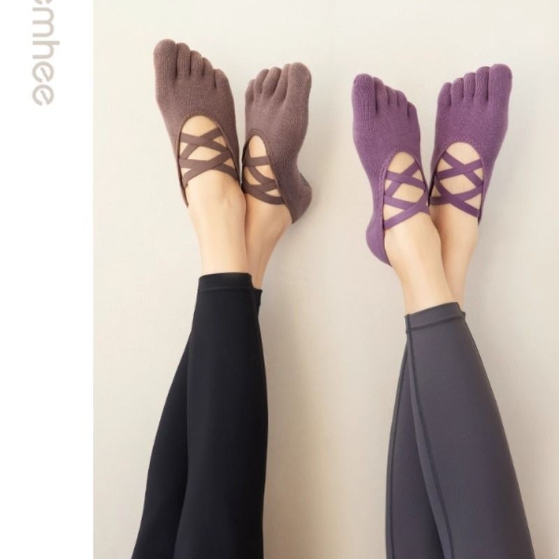 卡益专业健身五指瑜伽袜防滑女秋冬舞蹈普拉提袜子地板运动短棉袜