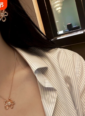 高定品质大花系列蕾丝花项链夏威夷之花彩宝石太阳花满钻戒指钛钢