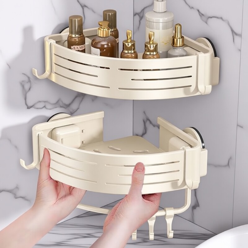 卫生间置物架浴室吸盘三角免打孔厕所壁挂洗漱台收纳架墙角牙刷