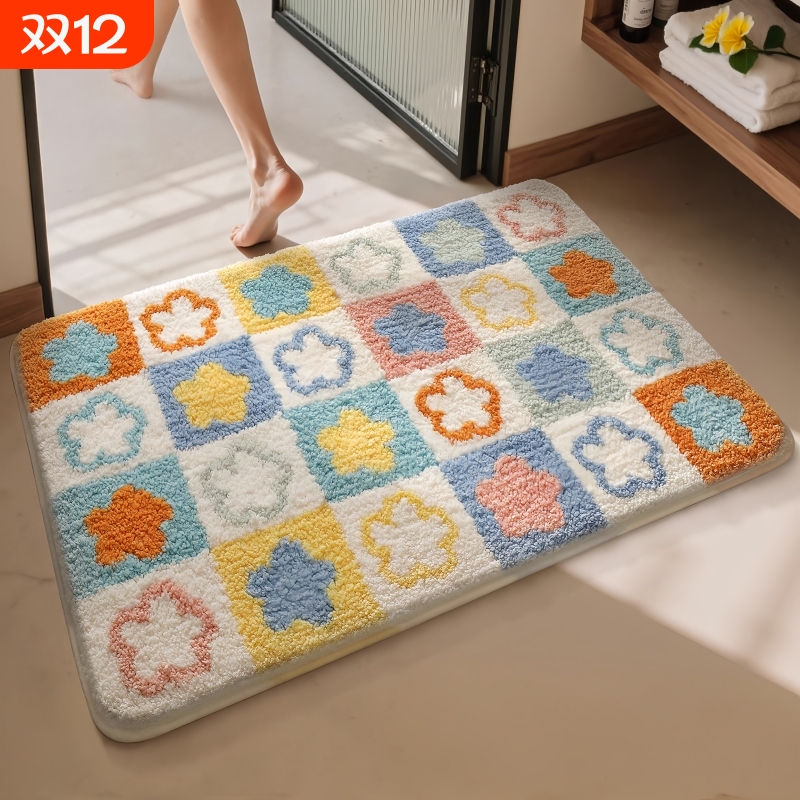 地垫浴室进门门垫仿羊绒吸水厕所卫生间脚垫子家用防滑地毯速干