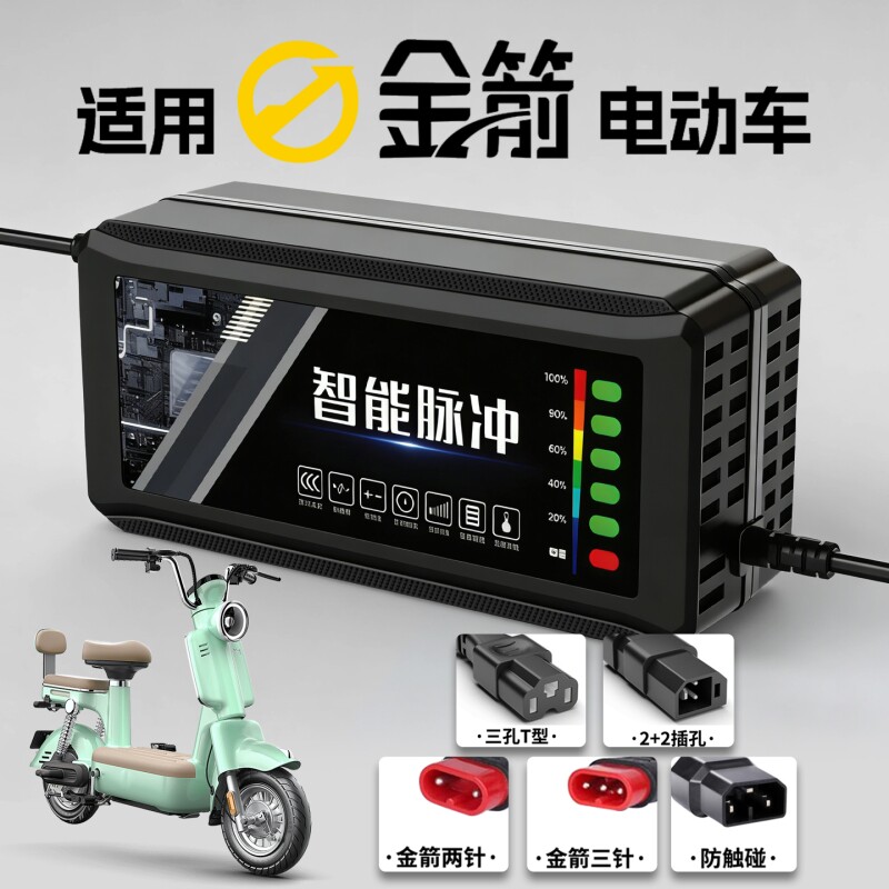 适配金箭电动车充电器电瓶48V12AH60V72V20A新国标铅酸石墨烯通用
