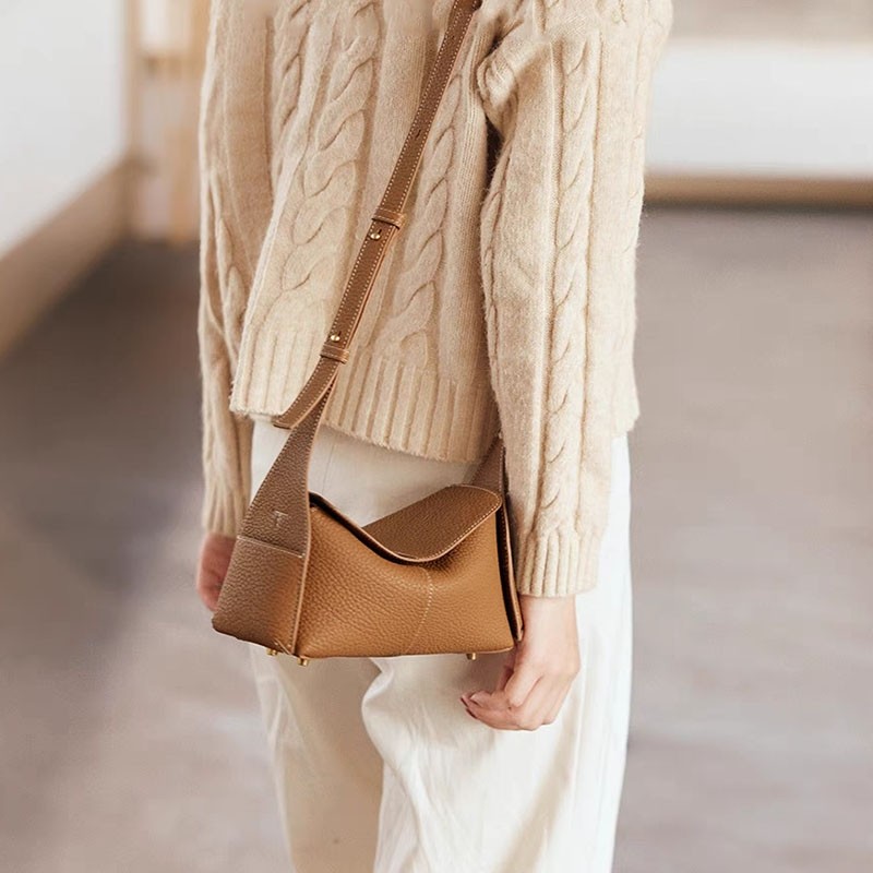 song挂耳mini屋檐包真皮女包包hobo单肩包百搭通勤手提斜