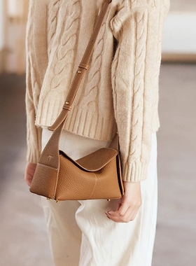 song挂耳mini屋檐包真皮女包包hobo单肩包百搭通勤手提斜挎小方包