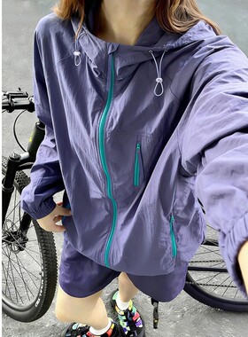 连帽防晒衣女款夏季户外运动防紫外线轻薄透气情侣外套白色黑色