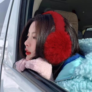 杨超越同款毛绒耳罩冬女耳暖耳套耳包耳捂子男护耳白色红色灰色