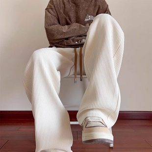 子男春秋季 直筒卫裤 美式 长裤 宽松阔腿运动裤 灯芯绒休闲秋冬加绒裤