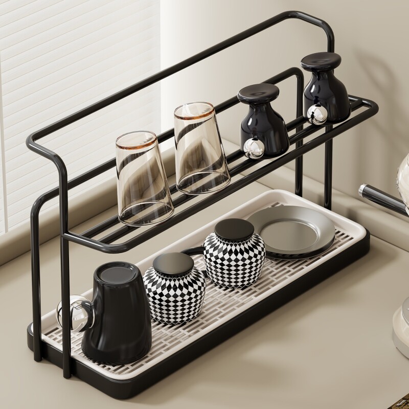 杯架杯子收纳置物架餐边柜桌面餐桌台面多层高级感简约转角沥水架