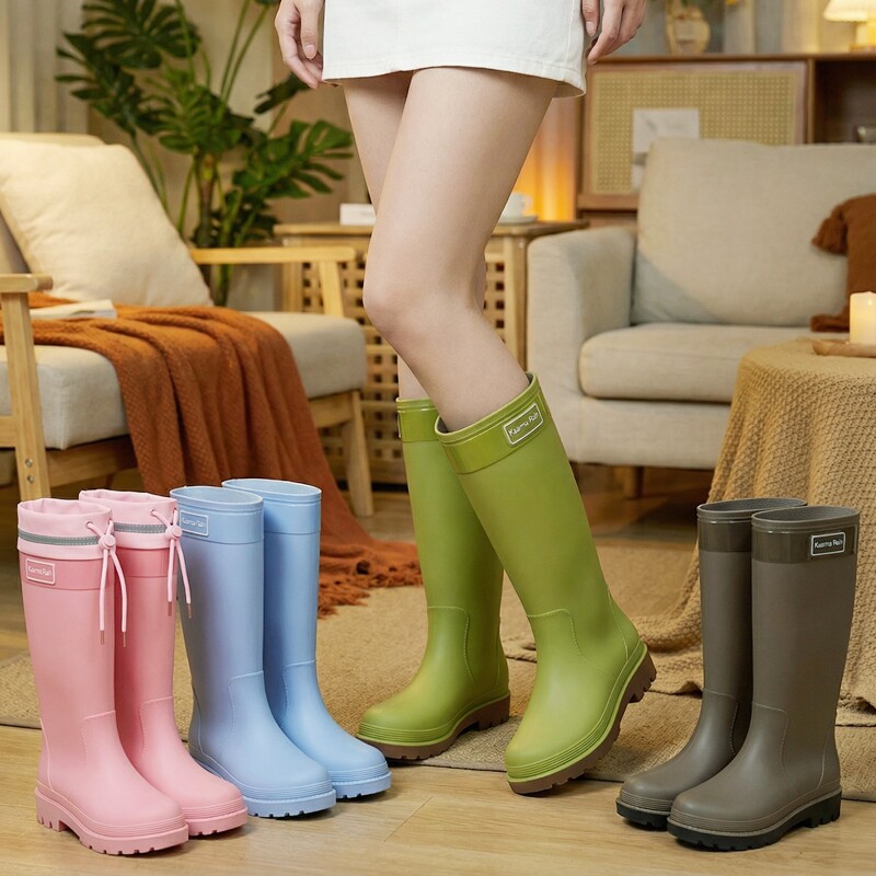 时尚高筒加厚防雨靴女款