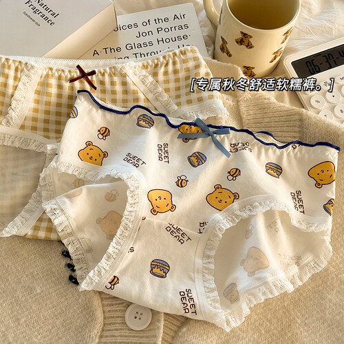 小熊内裤女100纯棉抗菌裆可爱印花少女2025年春夏新款三角裤女式