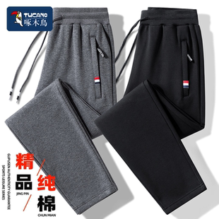 子男士 休闲裤 宽松大码 啄木鸟秋冬季 束脚运动裤 纯棉裤 直筒卫裤 新款
