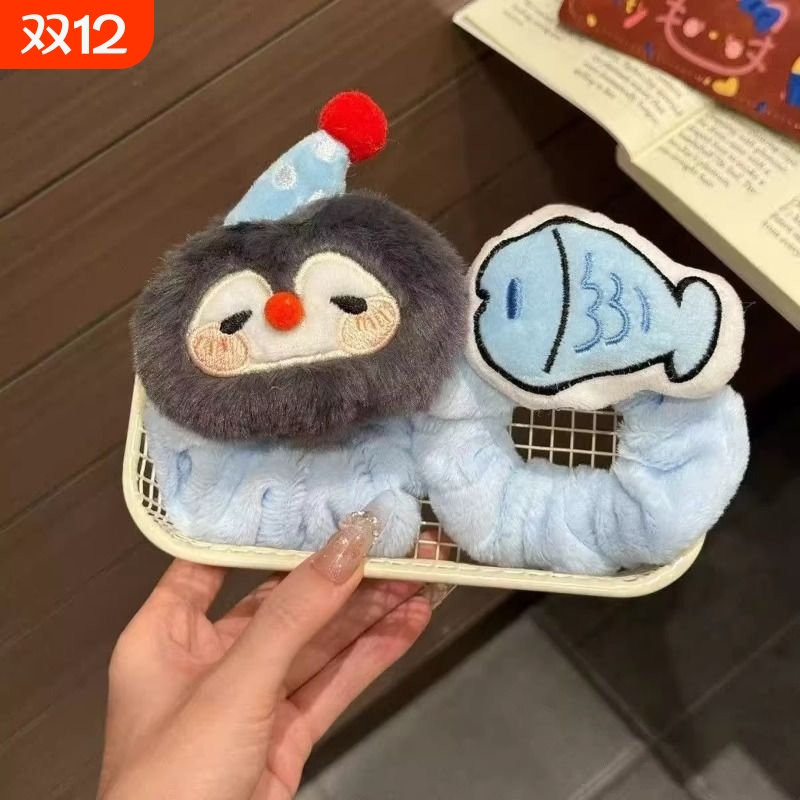 毛绒企鹅发圈卡通少女头绳