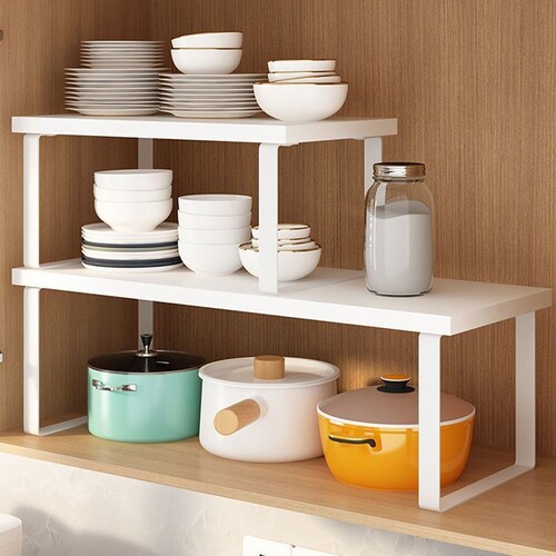 厨房置物架分层橱柜内桌面台面收纳隔板架子碗碟小架子微波炉加高