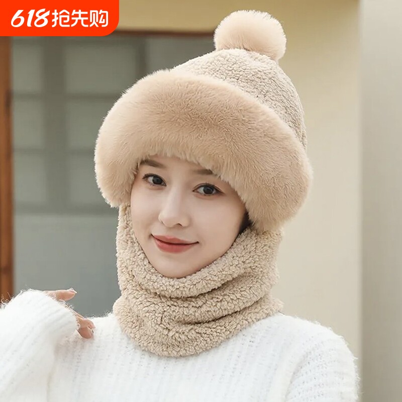 帽子围巾一体女款2025新款冬女士冬季加厚护耳帽超好看漂亮防风