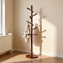 实木衣架落地衣帽架卧室立式挂衣杆客厅架子放衣衣物实用原木帽子