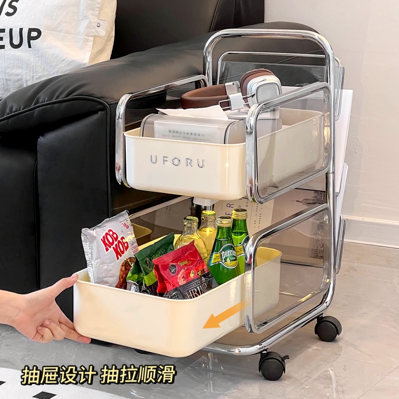 铁艺客厅边几高级感可移动带轮