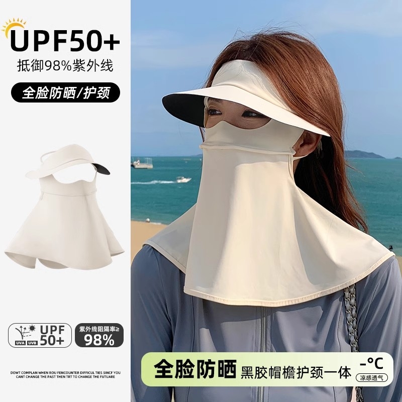 防晒面罩遮全脸女夏季2024新款防紫外线薄冰丝口罩脸基尼护颈立体