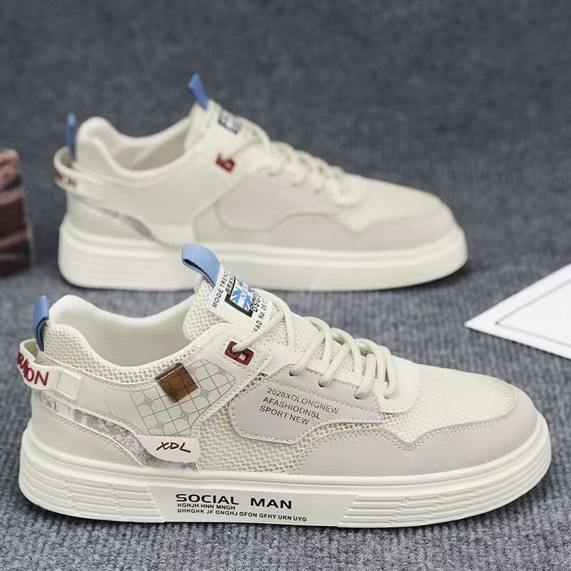 2025夏季男鞋帆布低帮新款网面运动休闲小白学生男款板鞋百搭潮鞋