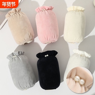 保暖加厚袖套新款冬季防脏毛绒可爱羽绒服护袖袖口黑色灰色粉色