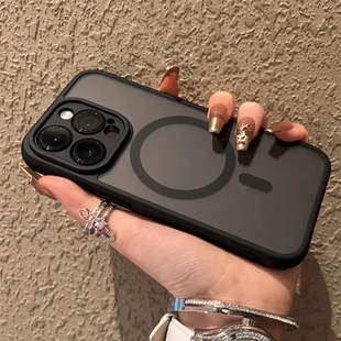 全包12保護套男女plus 自帶鏡頭膜膚感磨砂磁吸無線充電適用iphone15promax手機殼蘋果14proMax簡約高級13新款