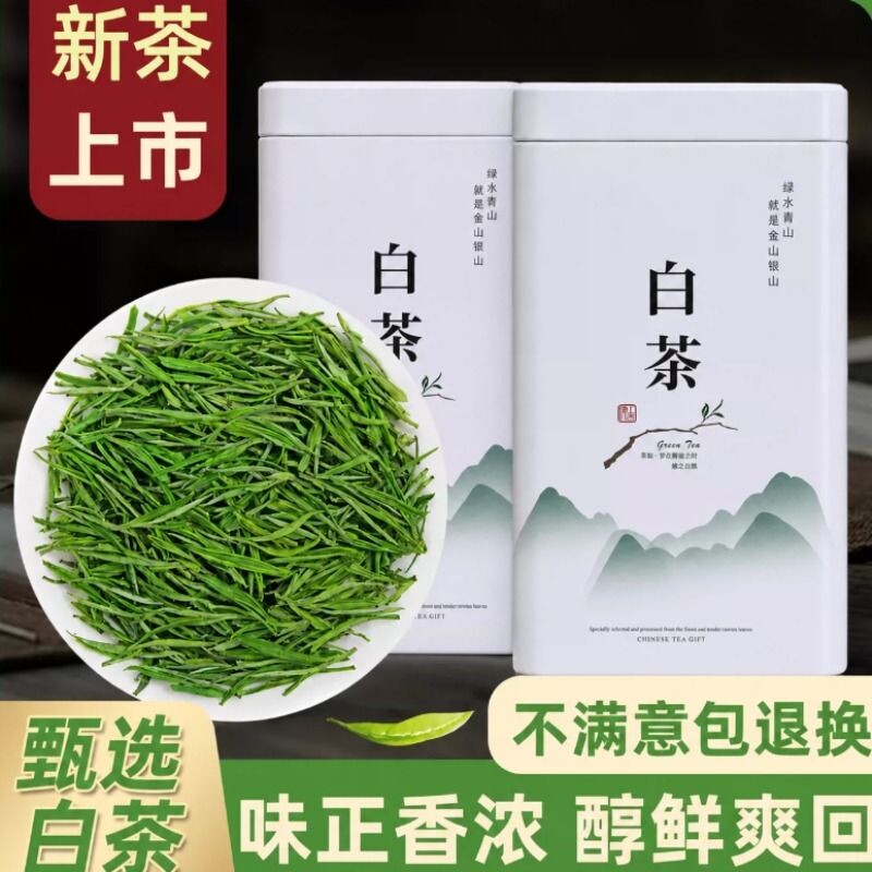 白茶安吉正宗绿茶新茶叶明前口粮茶礼盒装自己喝散装珍稀茶叶罐装