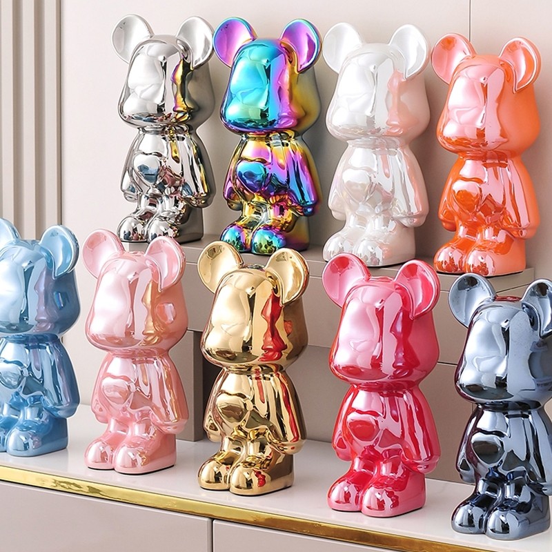 轻奢暴力熊存钱罐电视柜酒柜玄关伴手礼摆件装饰35cm高级桌面氛围