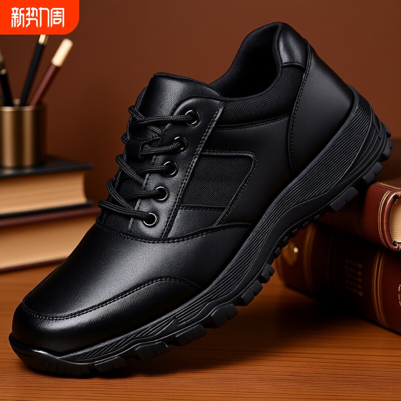 2025年秋冬男鞋通勤鞋真皮透气耐磨运动皮鞋休闲跑鞋爸爸系带圆头