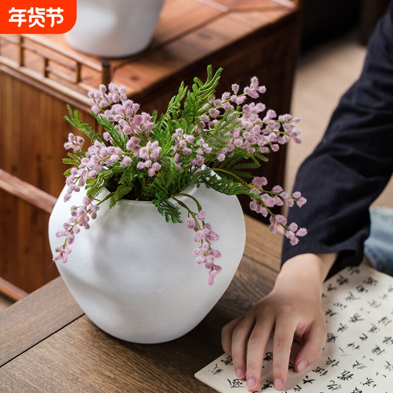 创意现代简约侘寂风家居装饰品白色陶瓷花瓶玄关酒柜电视鞋柜摆件