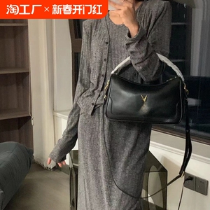真皮女包头层牛皮饭盒包2025早春新款百搭通勤腋下包包单肩斜挎包