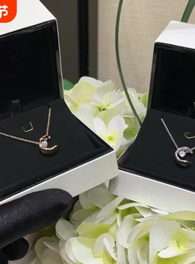 高定品质水冰月项链女菱格纹小香风coco纯银18k玫瑰金Jennie手链