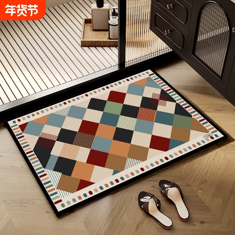 浴室地垫硅藻泥家用厕所卫生间门口吸水防滑脚垫洗澡专用垫子地毯