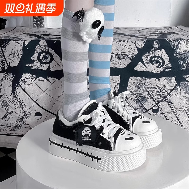 达人磁场甜酷少女厚底女鞋原创宅系亚文化百搭学院风洛丽塔帆布鞋