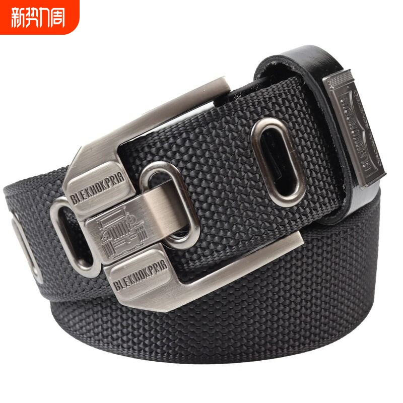 多孔针扣青年腰带男士百搭帆布皮带学生尼龙军训加长牛仔裤带女潮