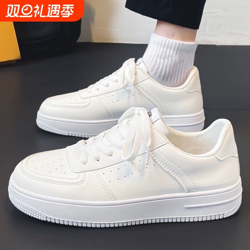小白鞋男青少年鞋男秋季透气百搭运动2025新款防滑纯白色休闲板鞋
