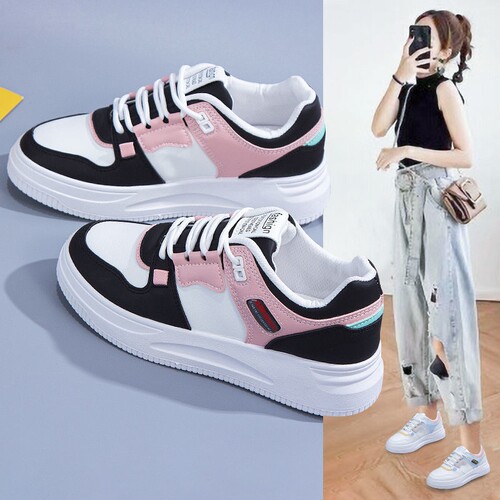 意尔康心选休闲百搭厚底板鞋运动拼色小众白鞋2023年夏新款爆款防