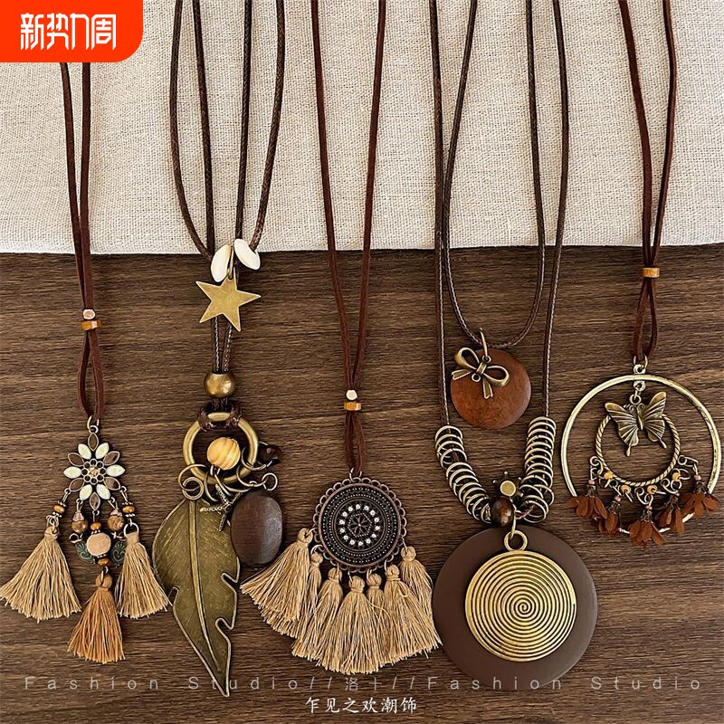 民族风项链女波西米亚度假风颈链2025年新款复古高级感毛衣链配饰