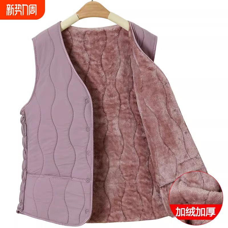 中老年人马甲女秋冬款奶奶装加绒棉背心妈妈加绒春秋坎肩保暖外套