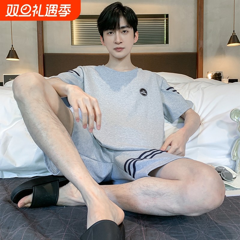 纯棉睡衣男夏季短袖短裤韩版休闲宽松家居服夏天青年薄款圆领套装