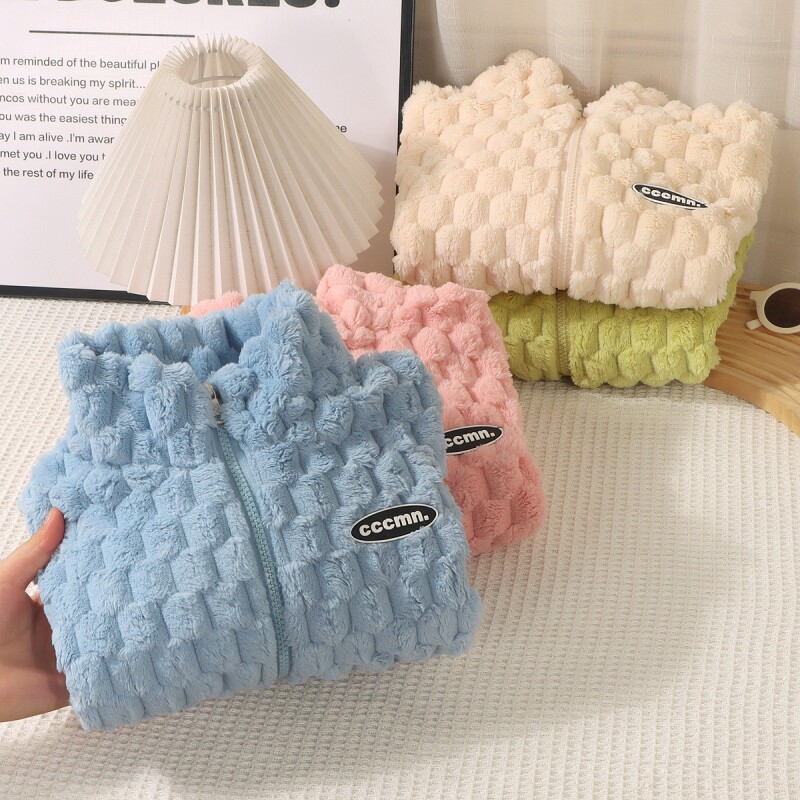 儿童外套珊瑚绒装秋冬季男女童金龟绒外套中小童上衣宝宝毛毛衣