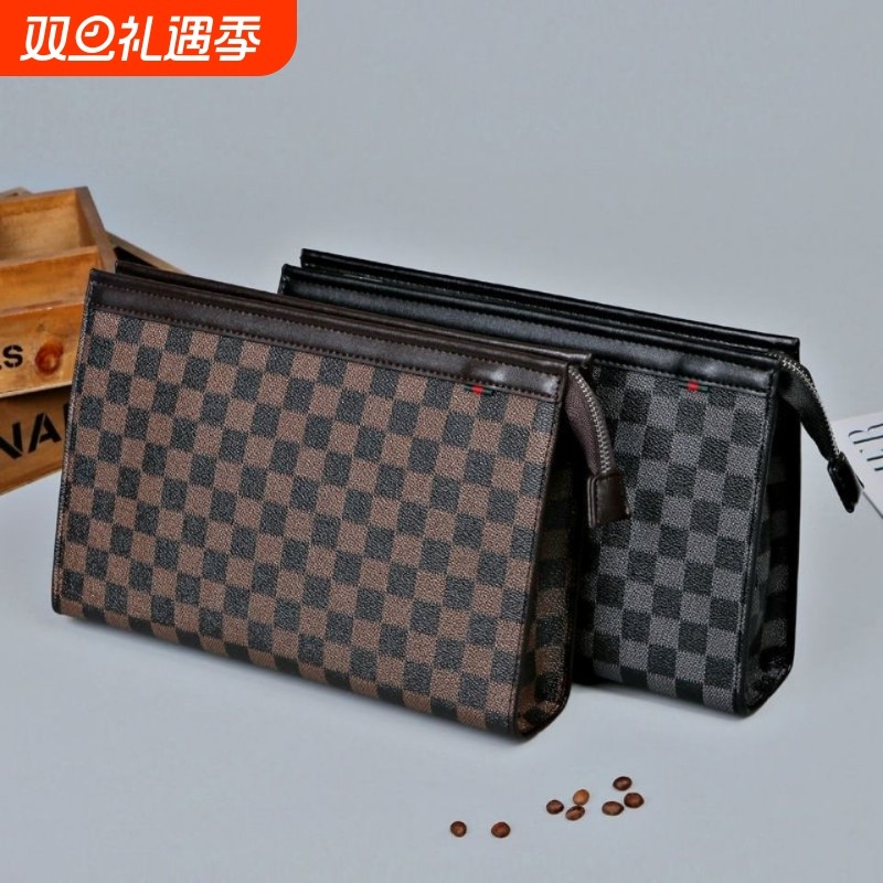 2025新款手包男士大容量手拿包高级感商务通勤腋下包潮流时尚男包