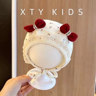 婴儿帽子春秋季薄款宝宝女胎帽婴幼儿洋气囟门帽夏季可爱护耳帽