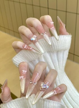 春节过年4.0细狗穿戴甲爆闪猫眼ins学生显白手工美甲法式新年黑皮