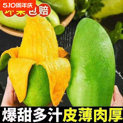 正宗云南现摘现发大青芒新鲜应季水果青皮金煌芒整箱批发超大芒果