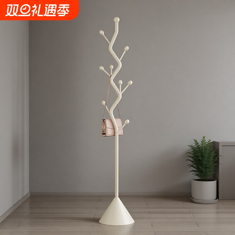 轻奢衣帽架挂衣架卧室落地床边放衣服收纳架子简易家用客厅奶油