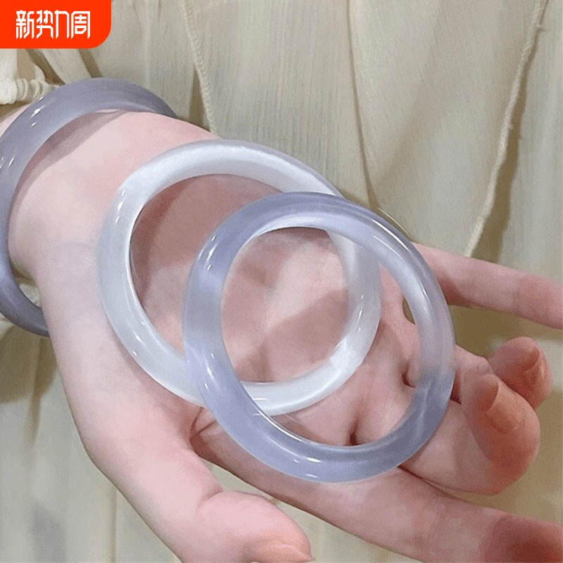 白月光猫眼石手镯女生猫眼高冰种水晶镯子高级感玻璃玉镯紫罗兰