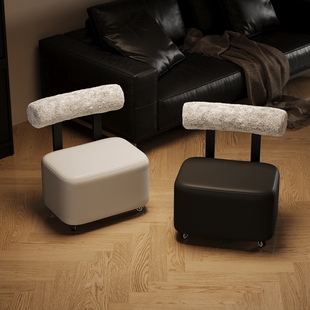 小户型家用换鞋矮凳带轮可移动溜溜凳简约现代客厅靠背沙发小凳子