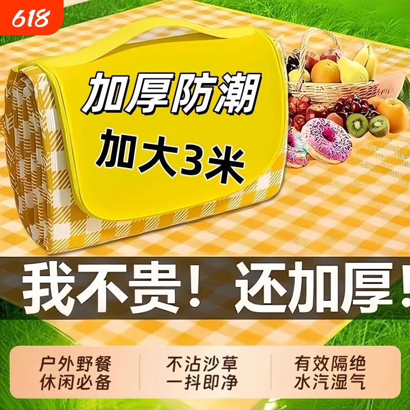 野餐垫防潮垫加厚户外野炊野营沙滩帐篷地垫春游坐垫防水草坪垫子