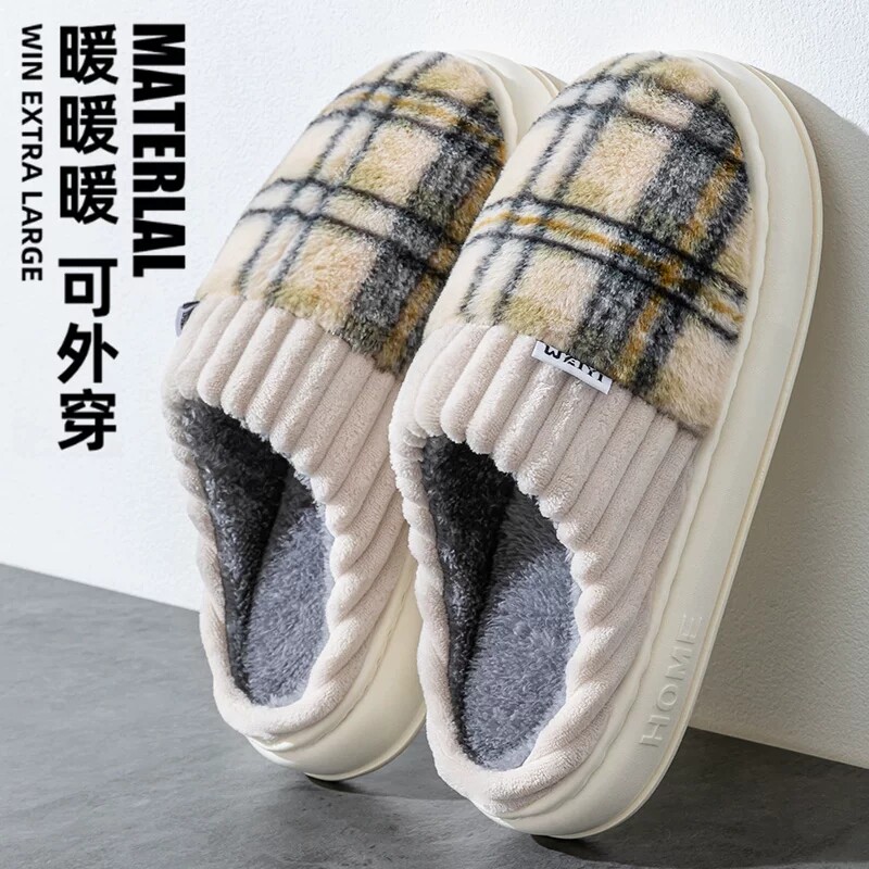 男士棉拖鞋男款秋冬季2026新款家居毛毛绒保暖女厚实外穿橡胶冬日