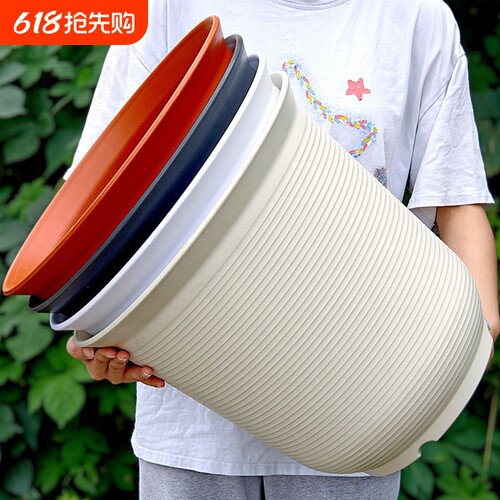 仿陶瓷加深加厚圆形高筒塑料花盆